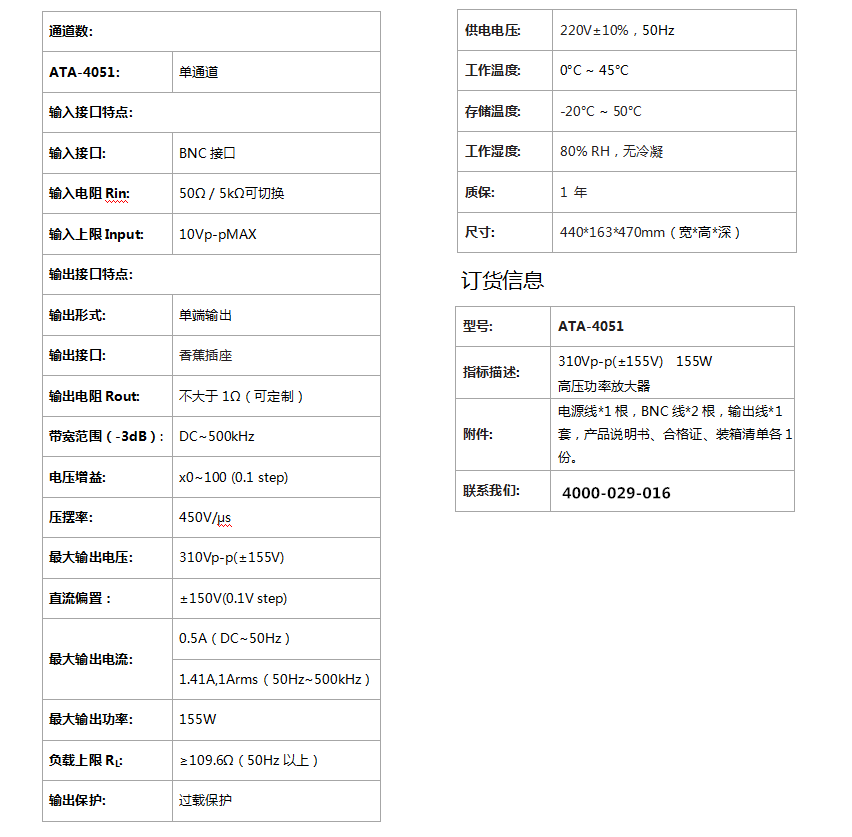 ATA-4051高压功率放大器(图1)