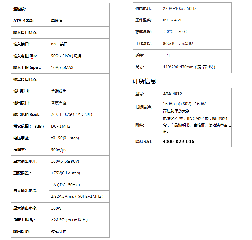 ATA-4012高压功率放大器(图1)