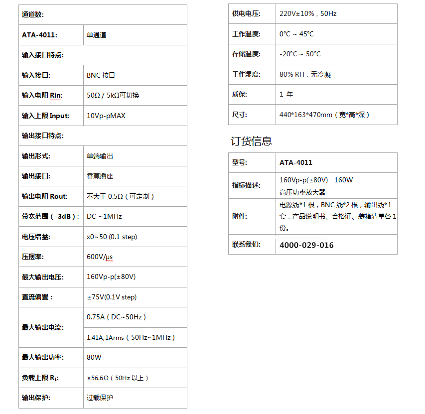 ATA-4011高压功率放大器(图1)