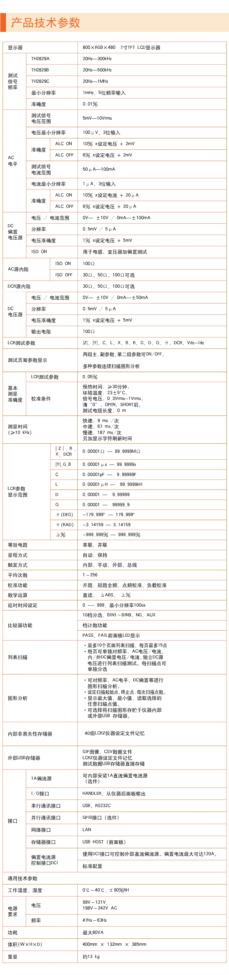 TH2829C自动元件分析仪(图1)