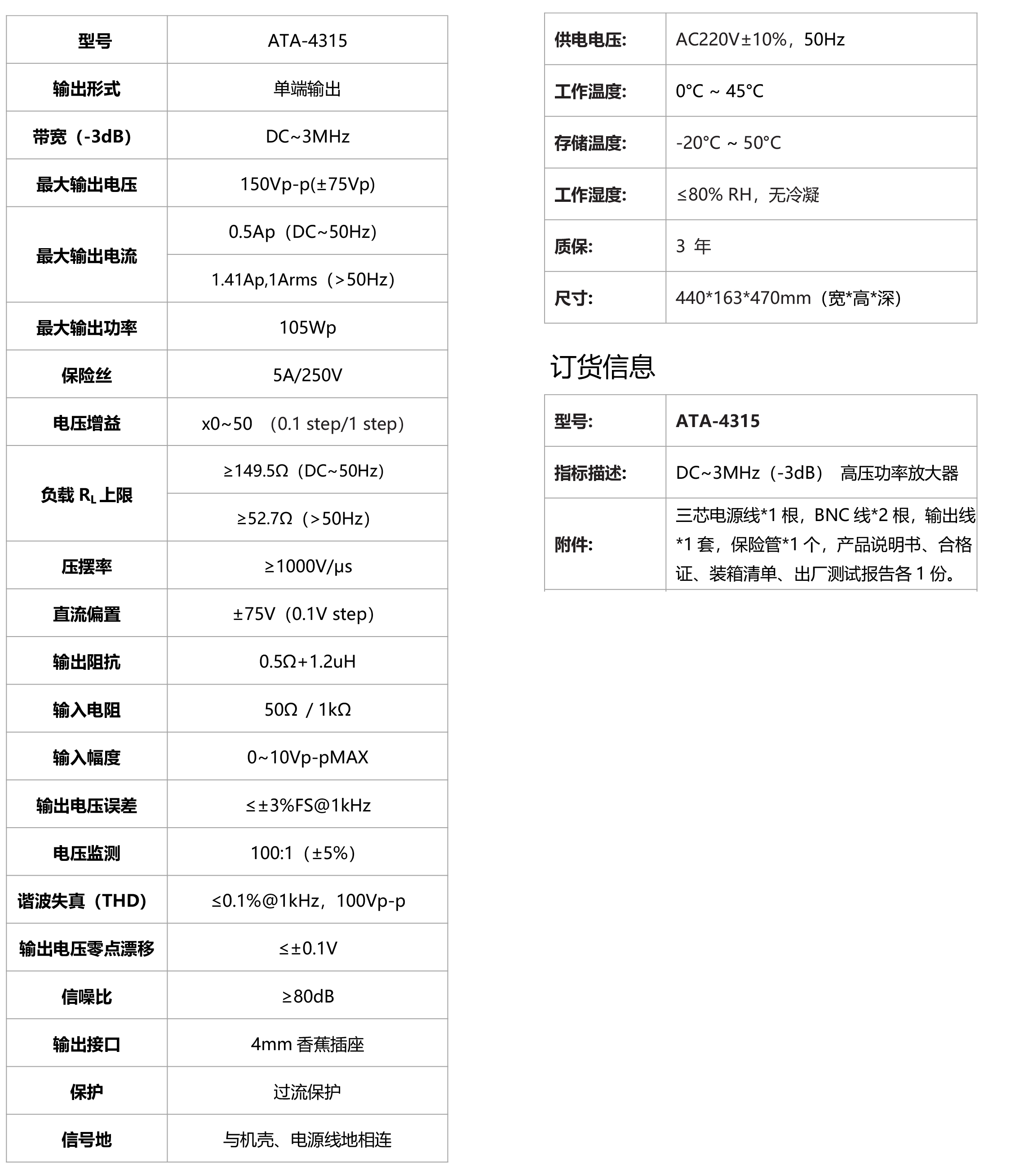 ATA-4315高压功率放大器(图1)