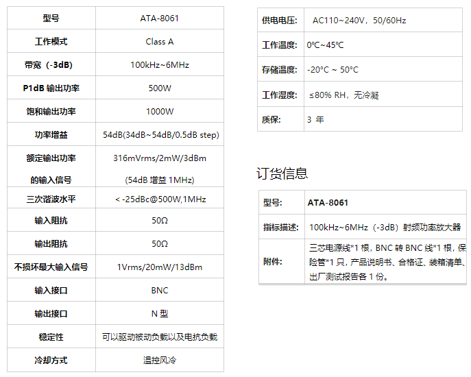 ATA-8061射频功率放大器(图1)