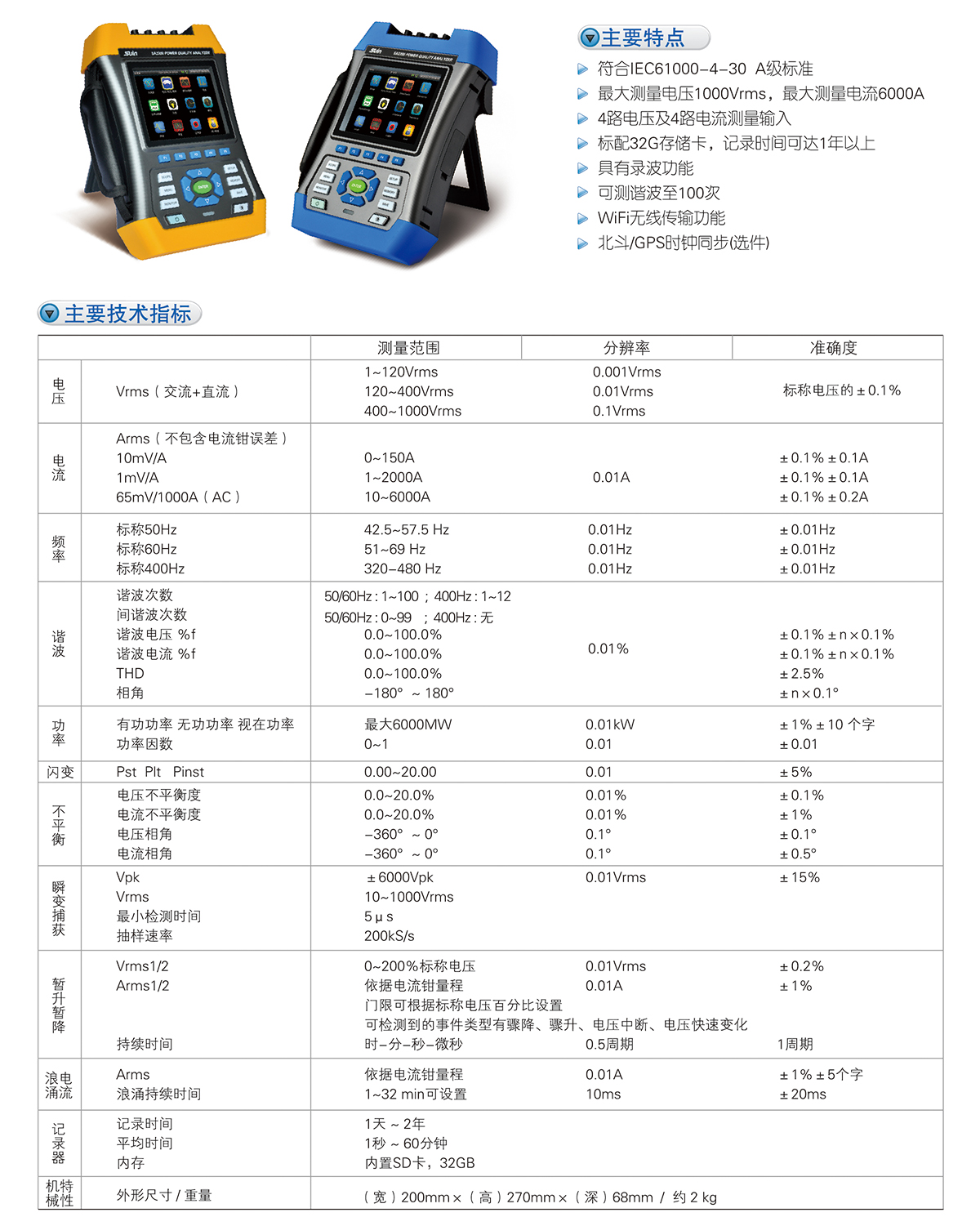 数英SA2200电能质量分析仪(图1)