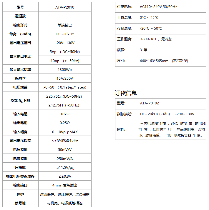 ATA-P2010功率放大器(图1)